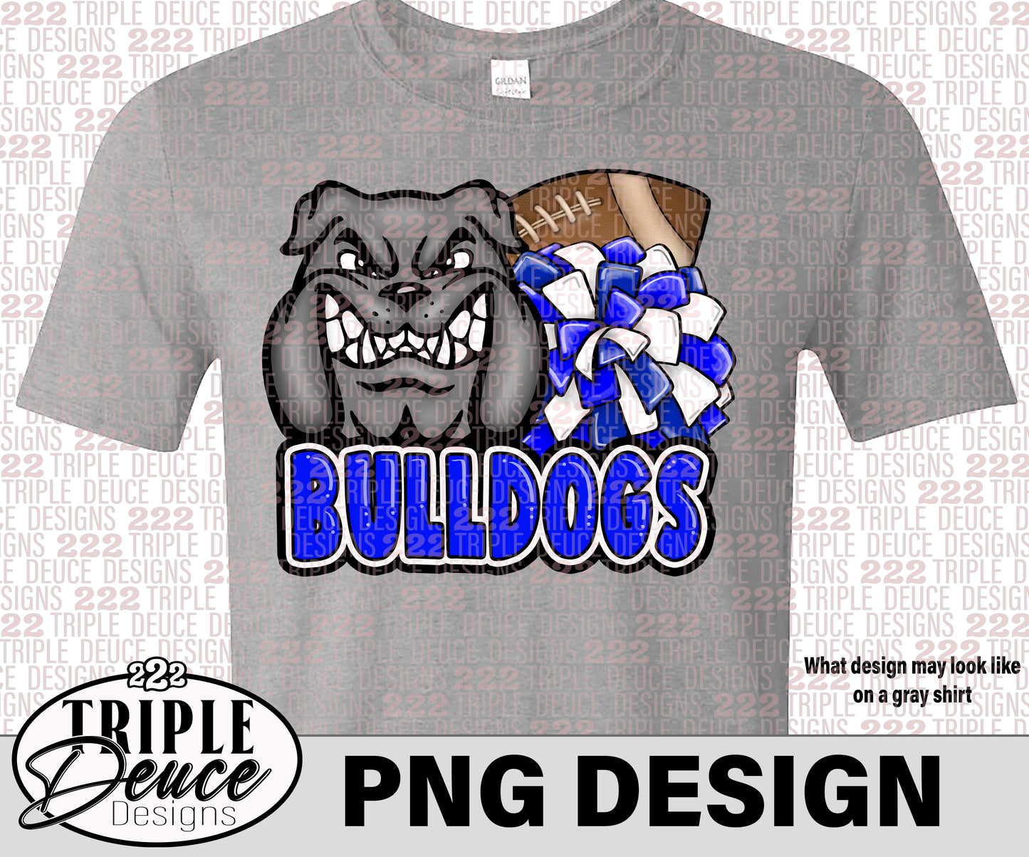 Fulton City Bulldogs Mascot-Blue PNG Design