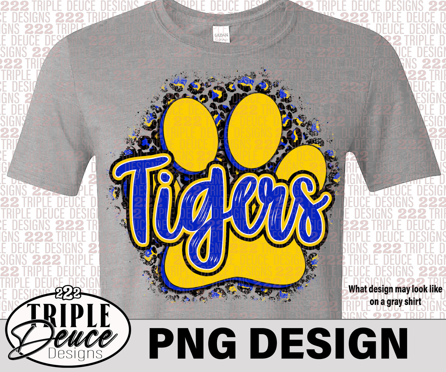 Tigers Pawprint - Blue-Gold - PNG Design