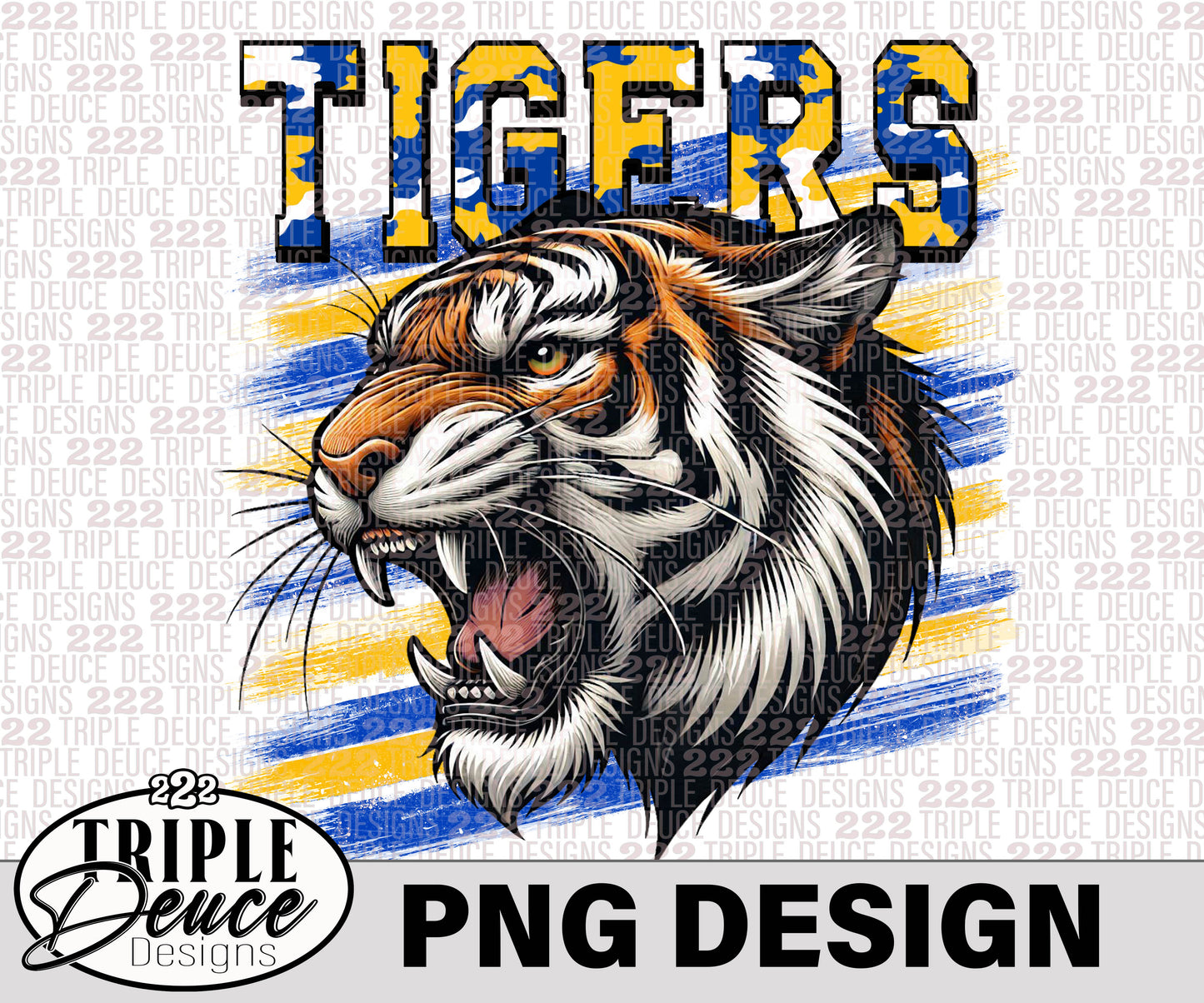Newkirk Tigers Blue-Yellow-Gold PNG Design