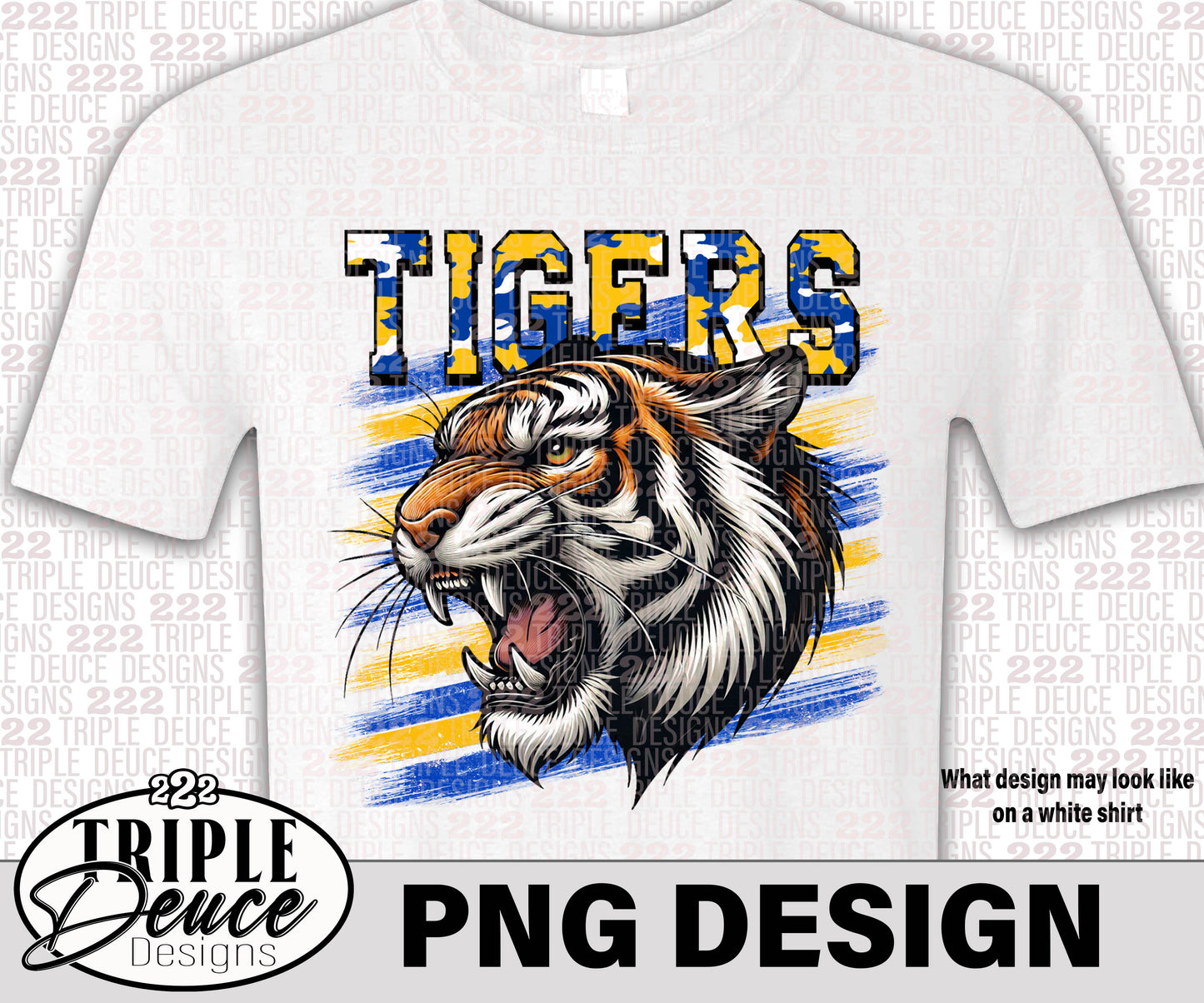 Newkirk Tigers Blue-Yellow-Gold PNG Design