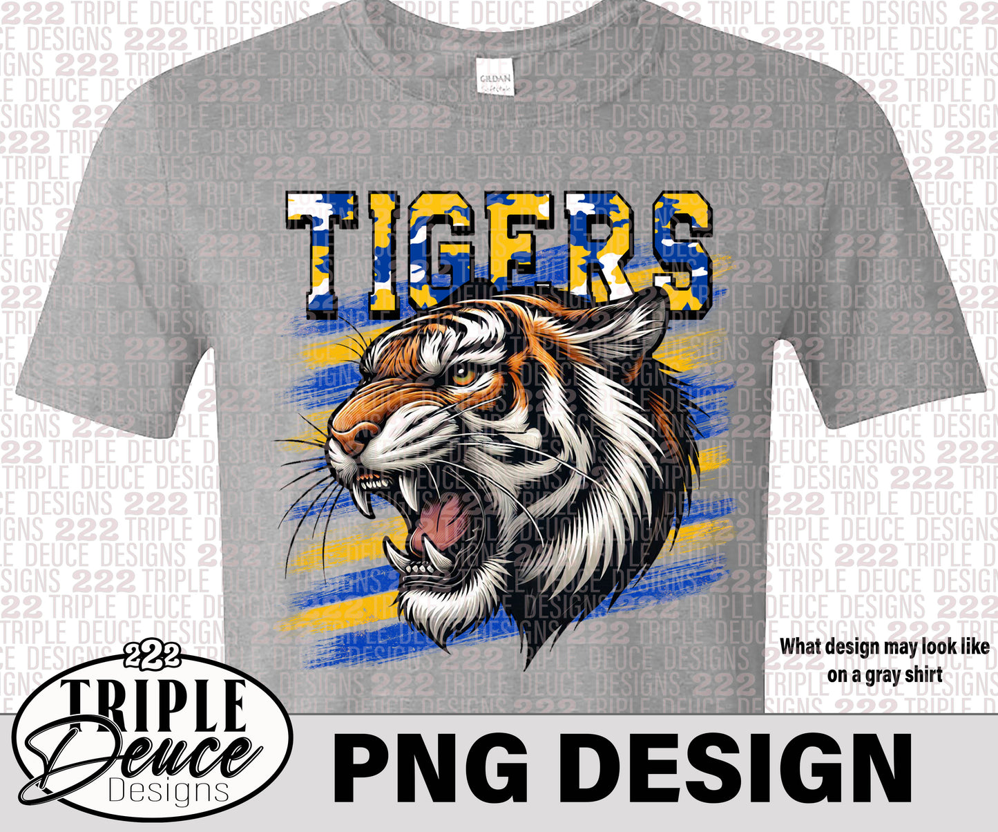 Newkirk Tigers Blue-Yellow-Gold PNG Design