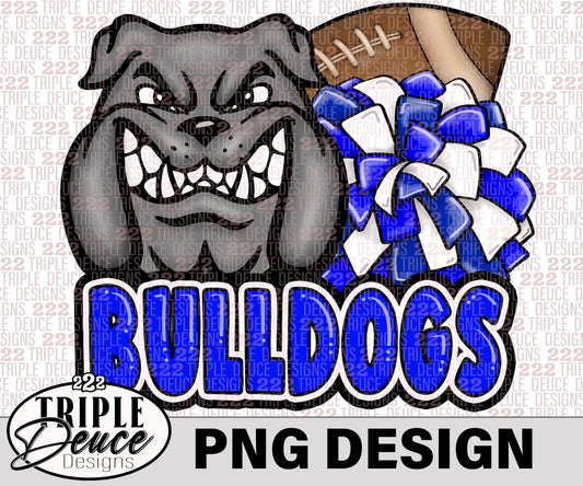 Fulton City Bulldogs Mascot-Blue PNG Design