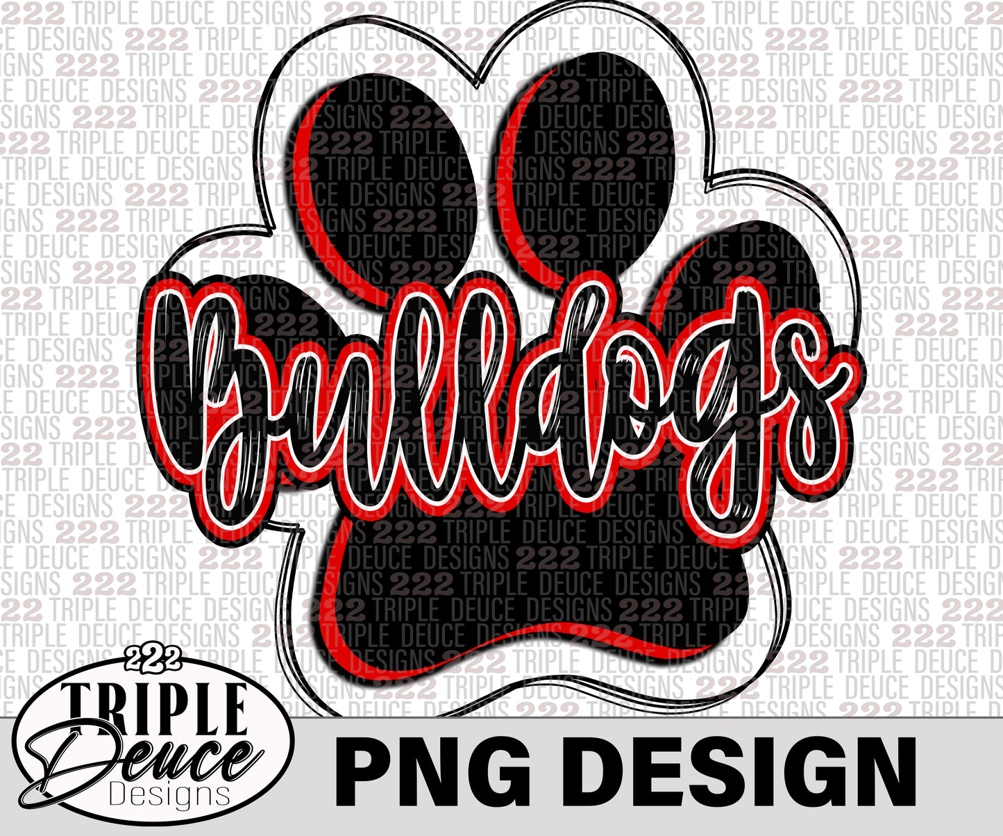 Bulldogs Pawprint outline Red PNG Design