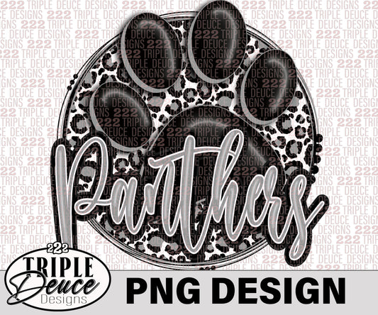 Panthers Black-Gray Pawprint PNG Design