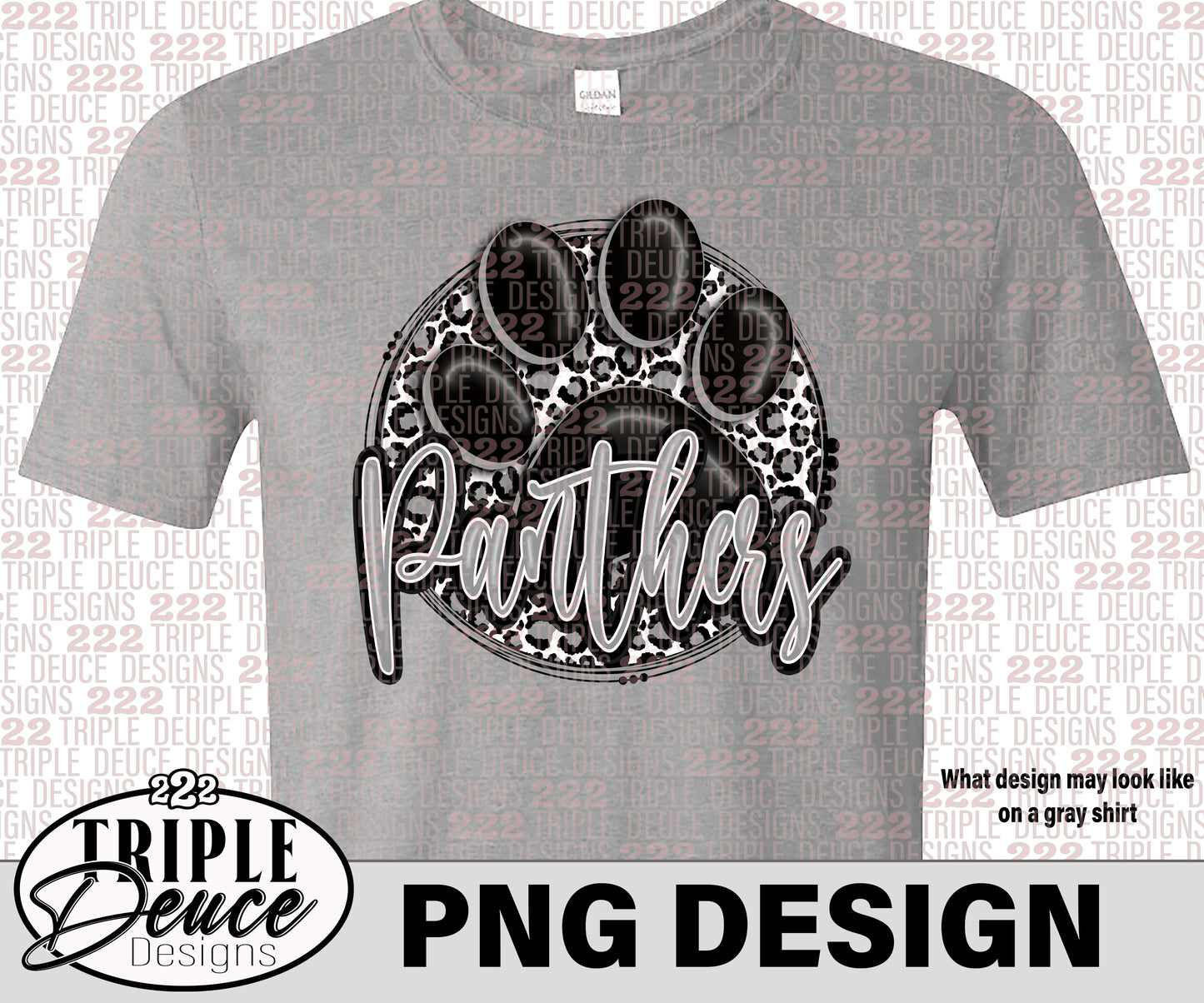 Panthers Black-Gray Pawprint PNG Design