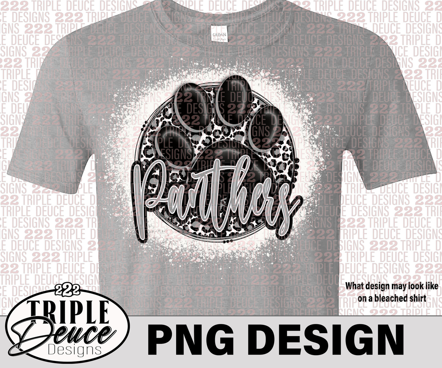 Panthers Black-Gray Pawprint PNG Design