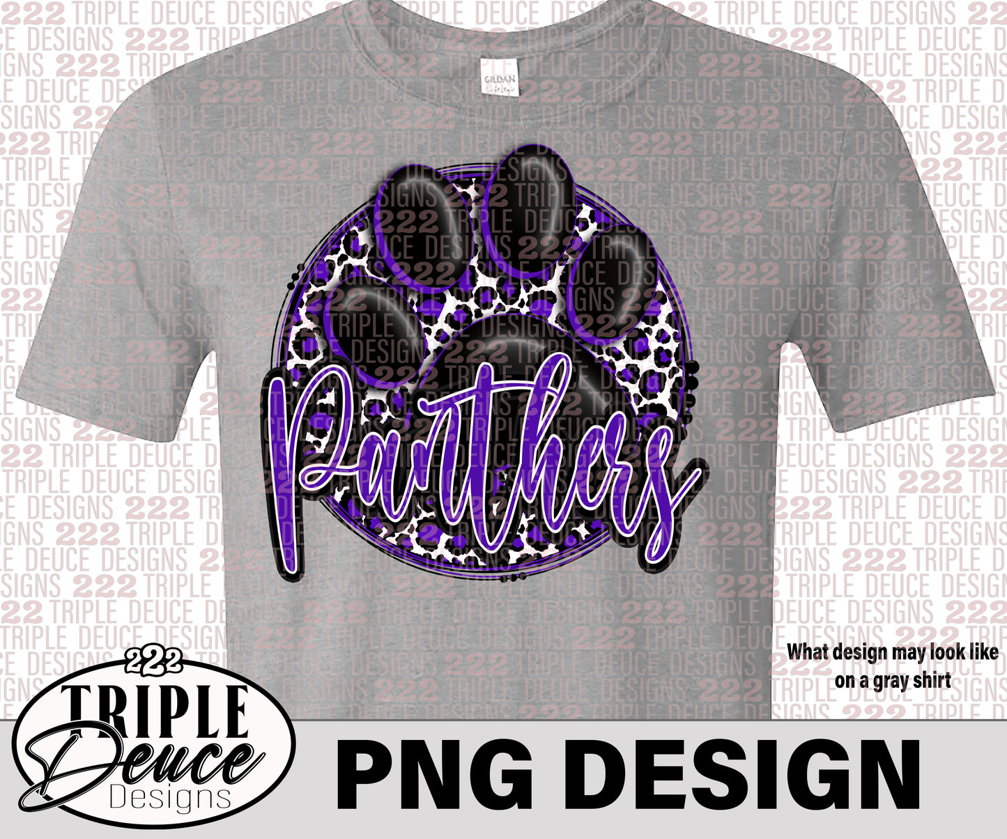 Panthers Leopard Pawprint Purple PNG Design