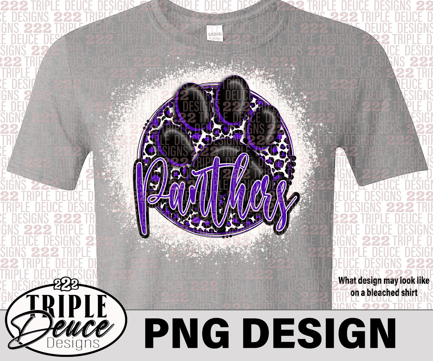 Panthers Leopard Pawprint Purple PNG Design