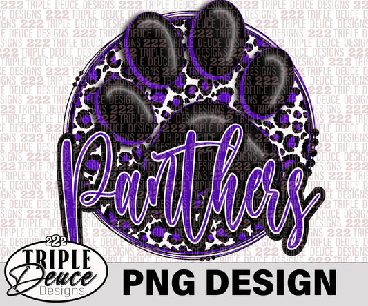 Panthers Leopard Pawprint Purple PNG Design