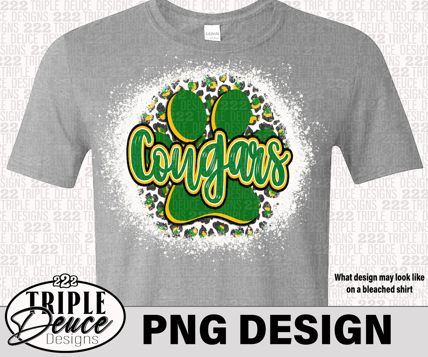 Cougars Paw Print - Green-Gold2 PNG Design