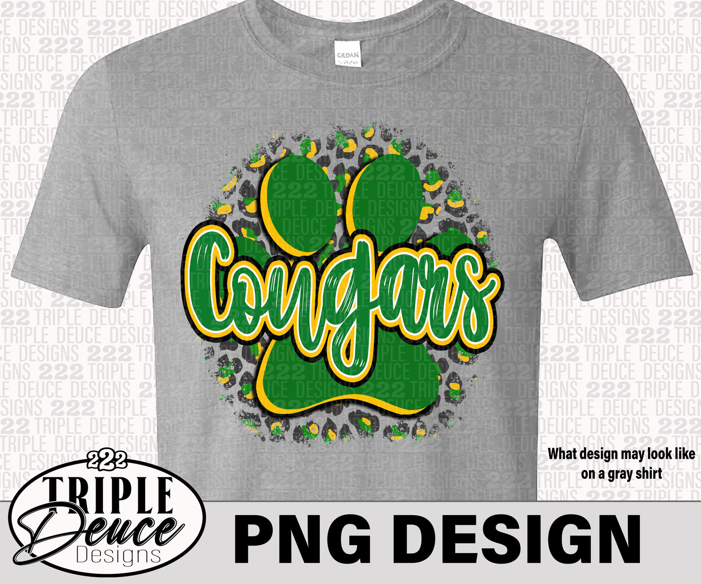 Cougars Paw Print - Green-Gold2 PNG Design