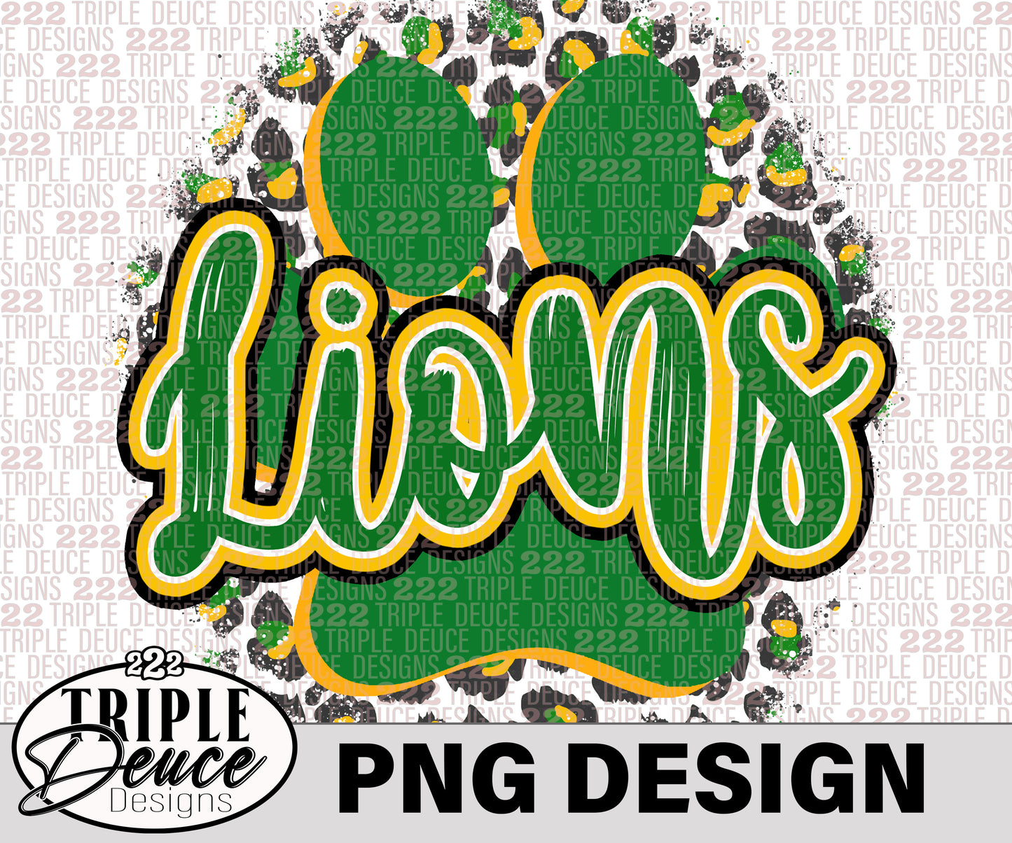 Lions Green-Gold Pawprint PNG Design