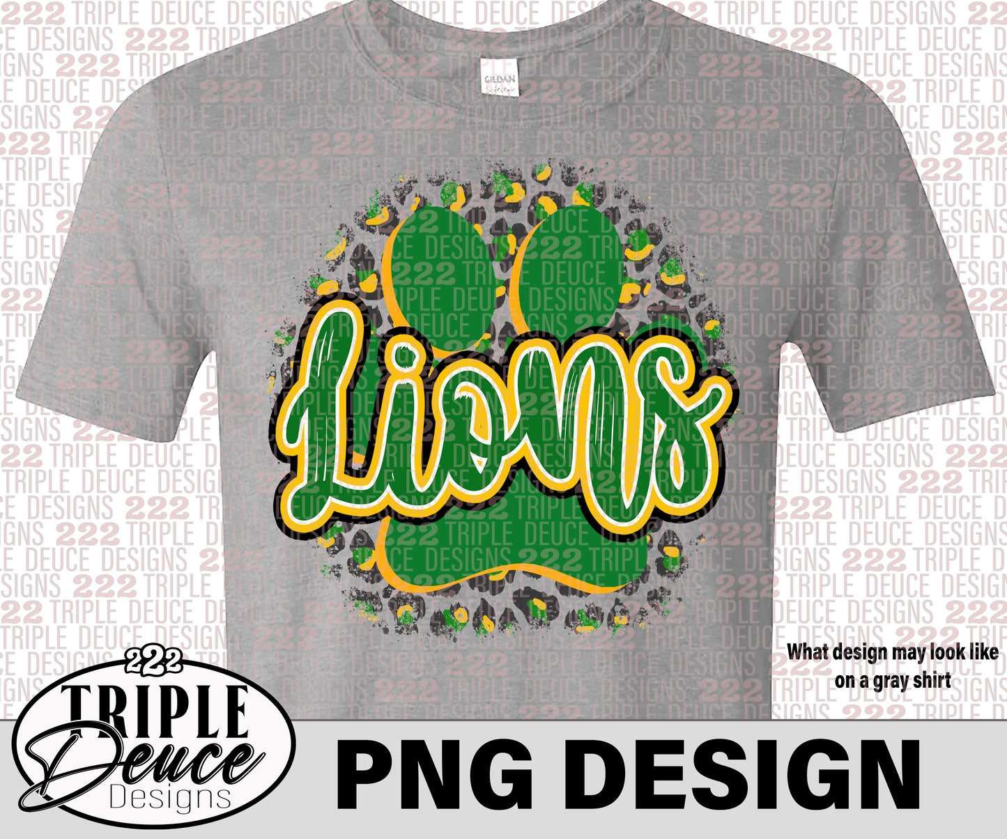 Lions Green-Gold Pawprint PNG Design