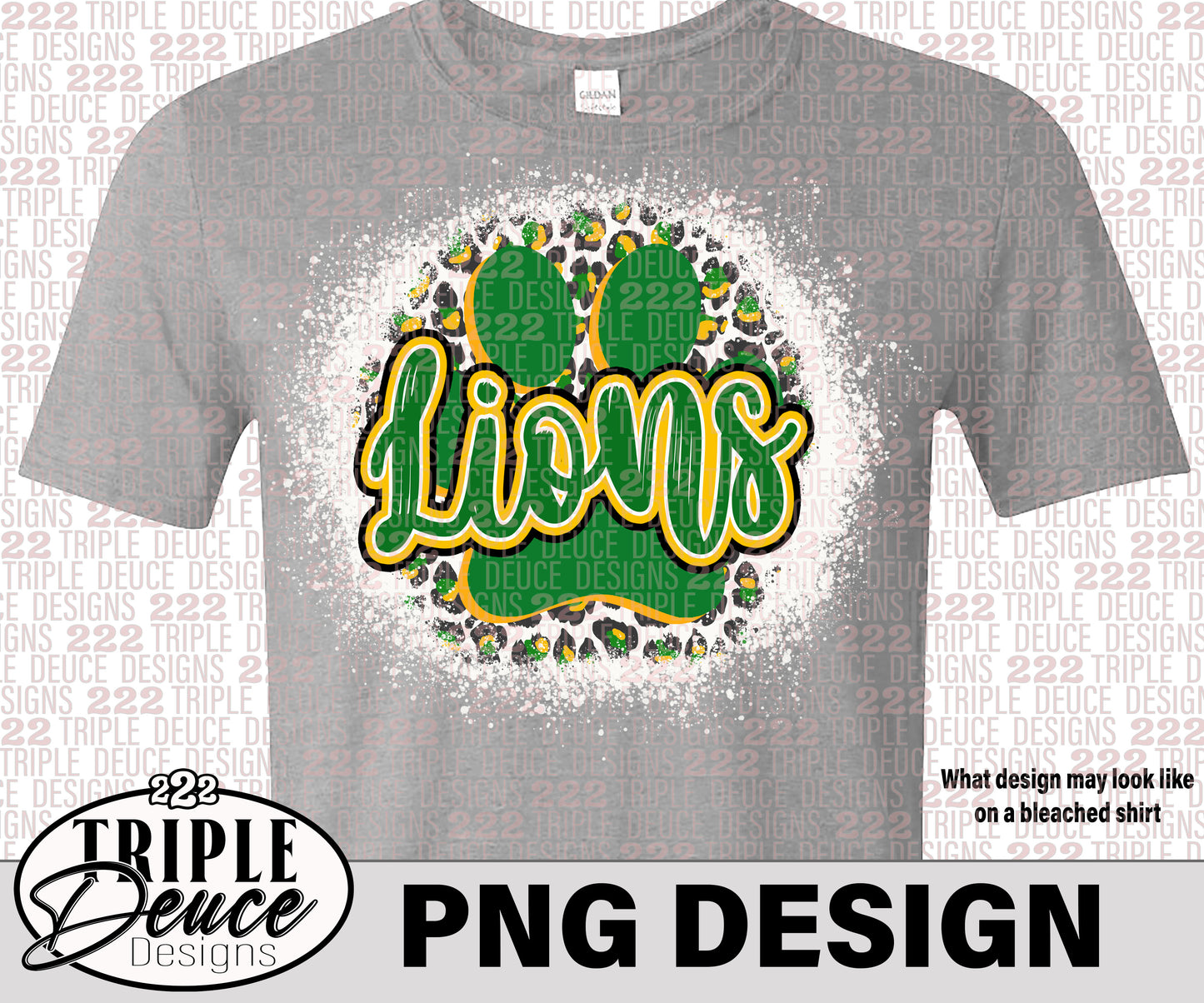 Lions Green-Gold Pawprint PNG Design