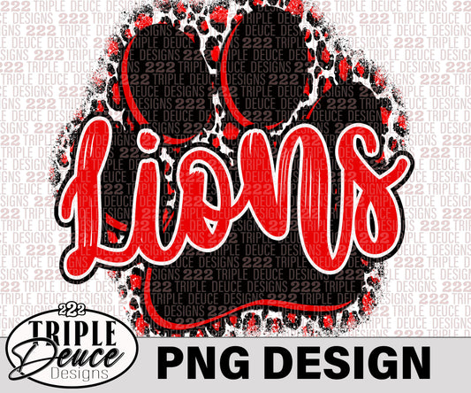 Lions Red Pawprint PNG Design