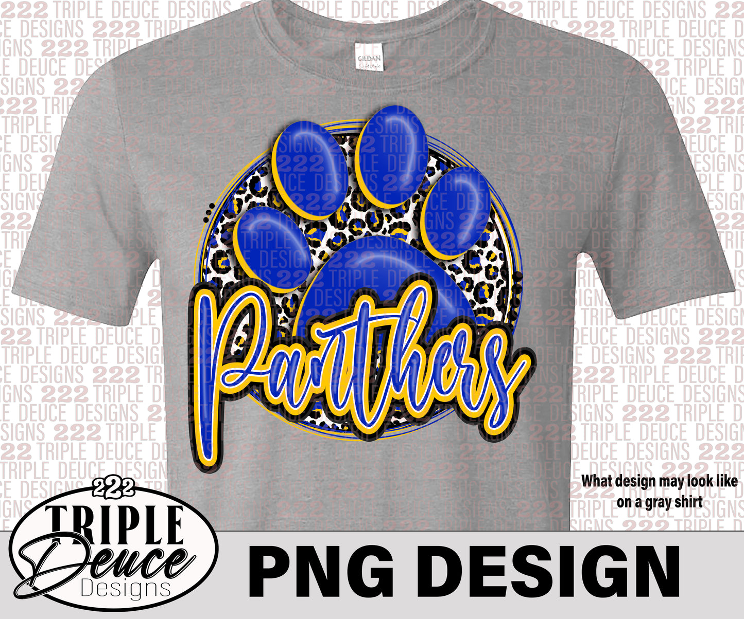 Panthers Blue-Gold Pawprint PNG Design