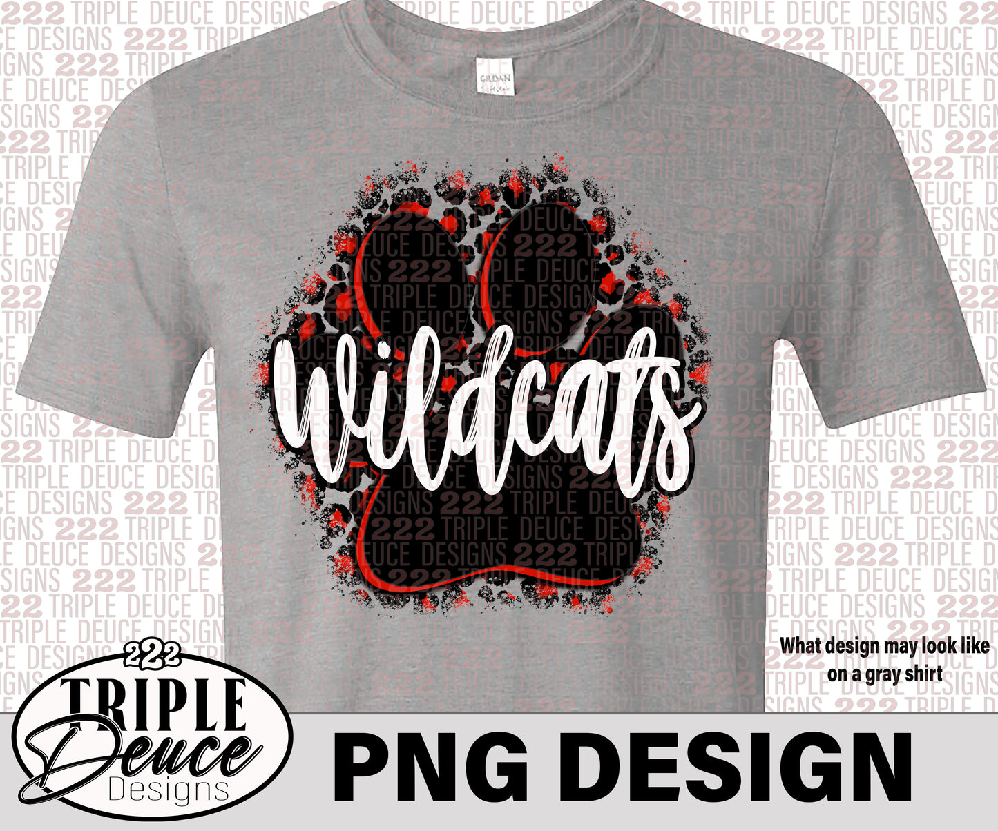 Wildcats Pawprint Red-White PNG Design