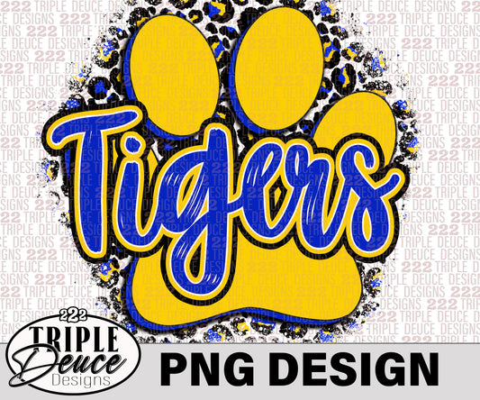 Tigers Pawprint - Blue-Gold - PNG Design