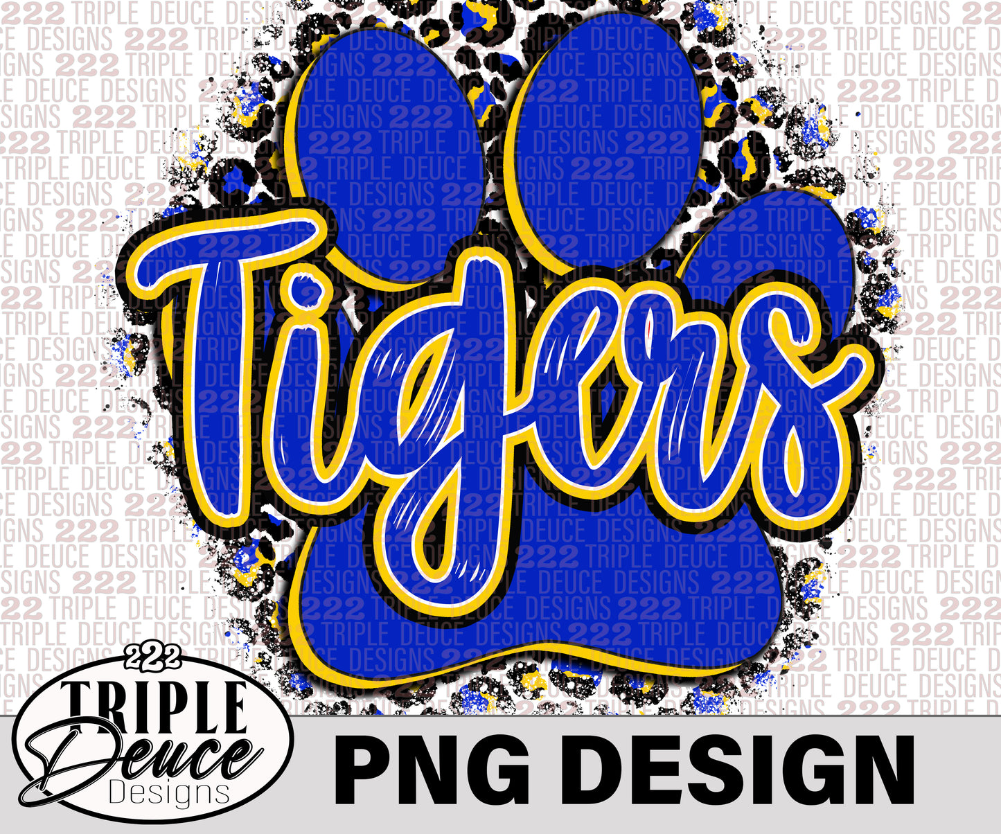 Tigers Pawprint - Blue-Gold 2- PNG Design