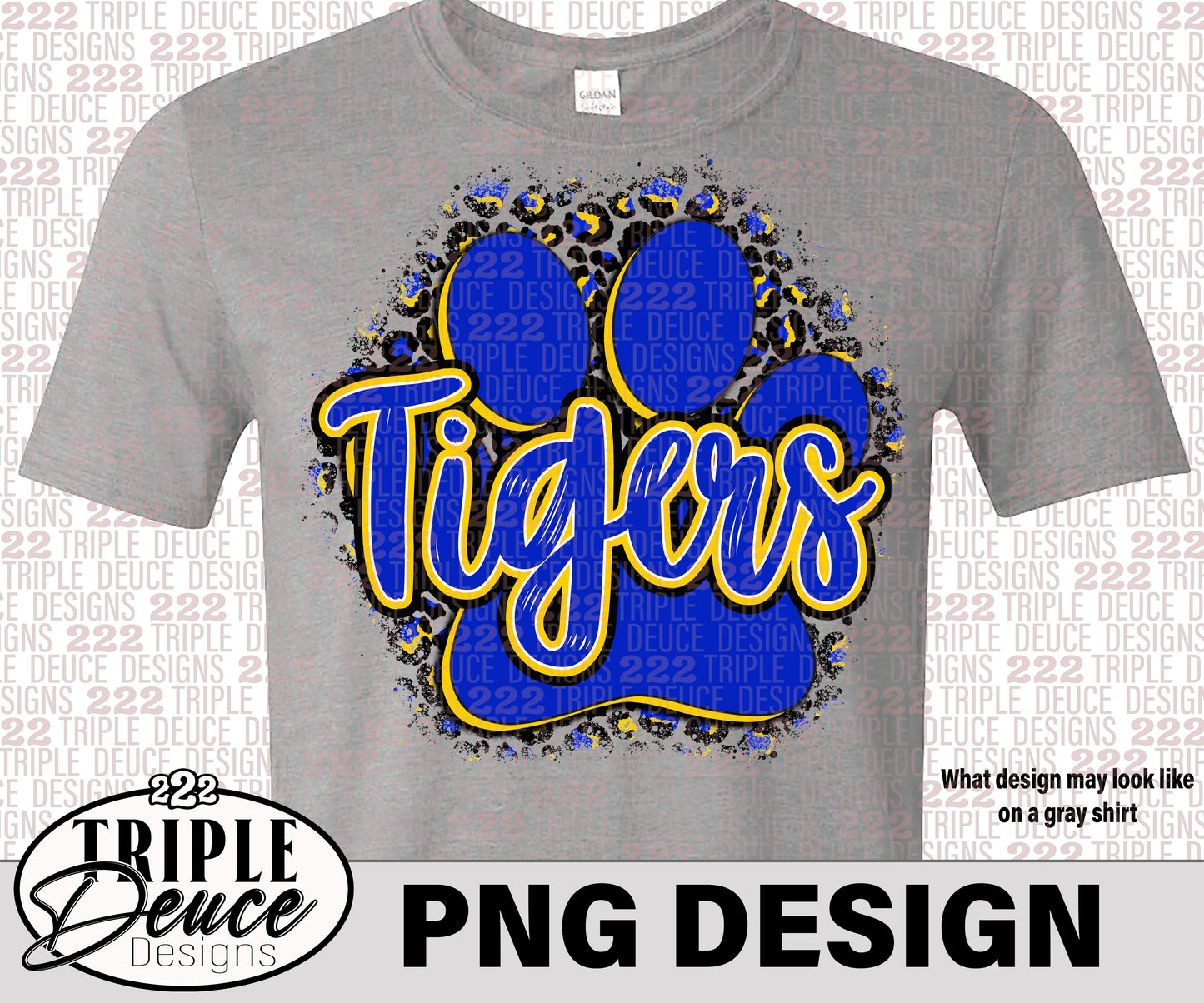 Tigers Pawprint - Blue-Gold 2- PNG Design