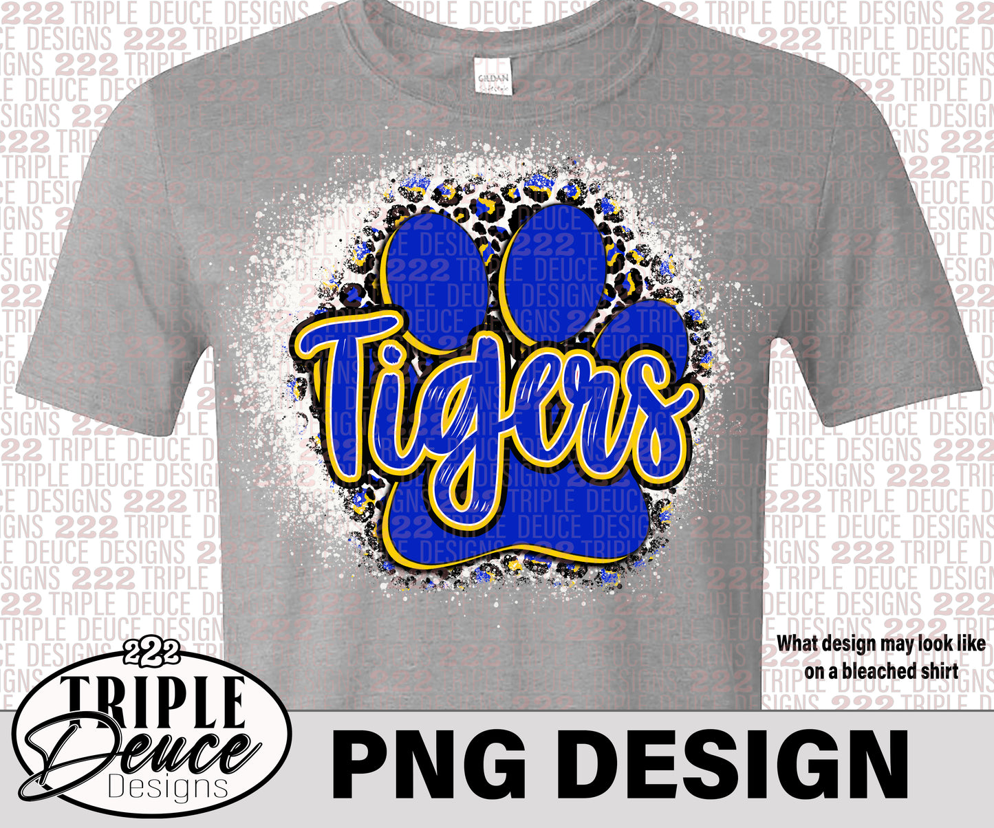 Tigers Pawprint - Blue-Gold 2- PNG Design