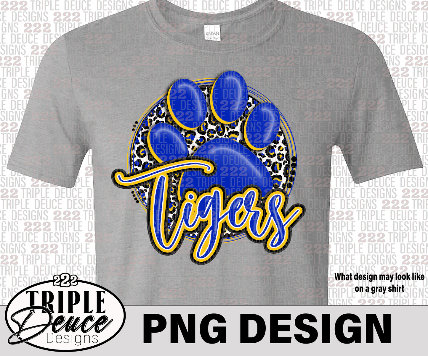 Tigers Paw Print - Blue-Yellow-Gold PNG Design