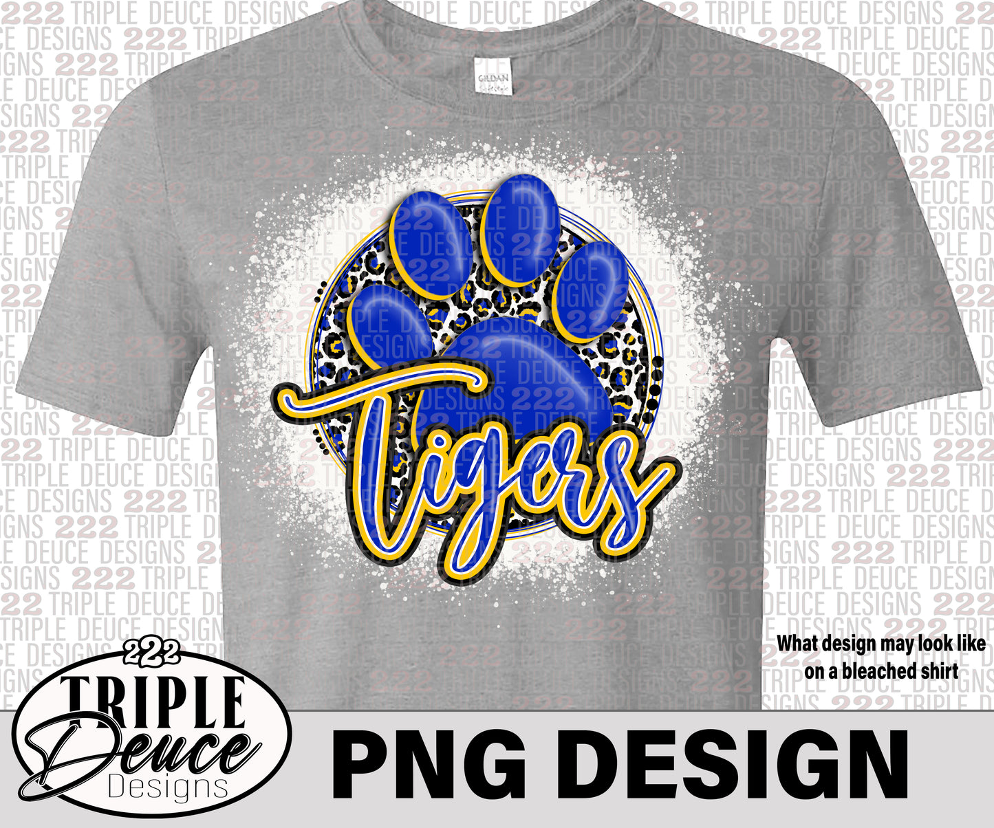 Tigers Paw Print - Blue-Yellow-Gold PNG Design