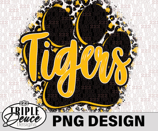 Tigers Gold Pawprint PNG Design