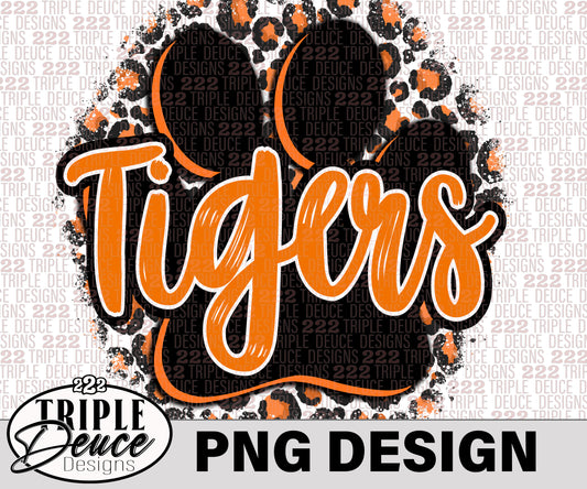 Tigers Pawprint Orange-Black PNG Design