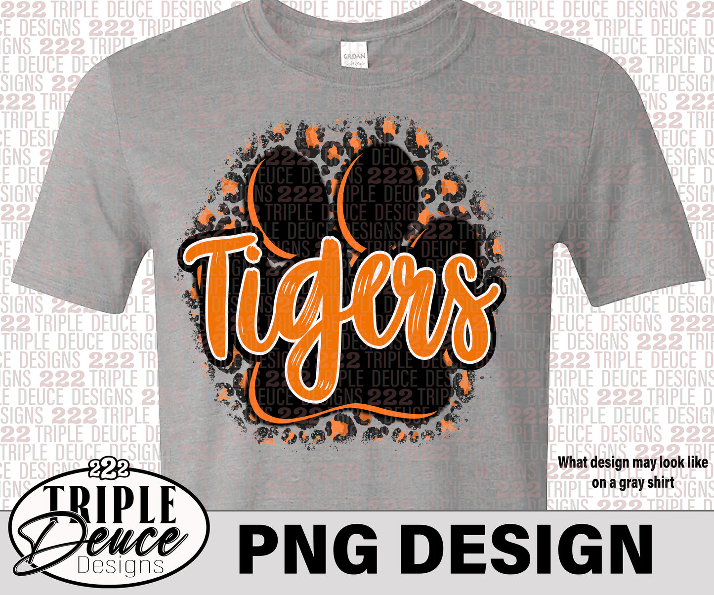 Tigers Pawprint Orange-Black PNG Design