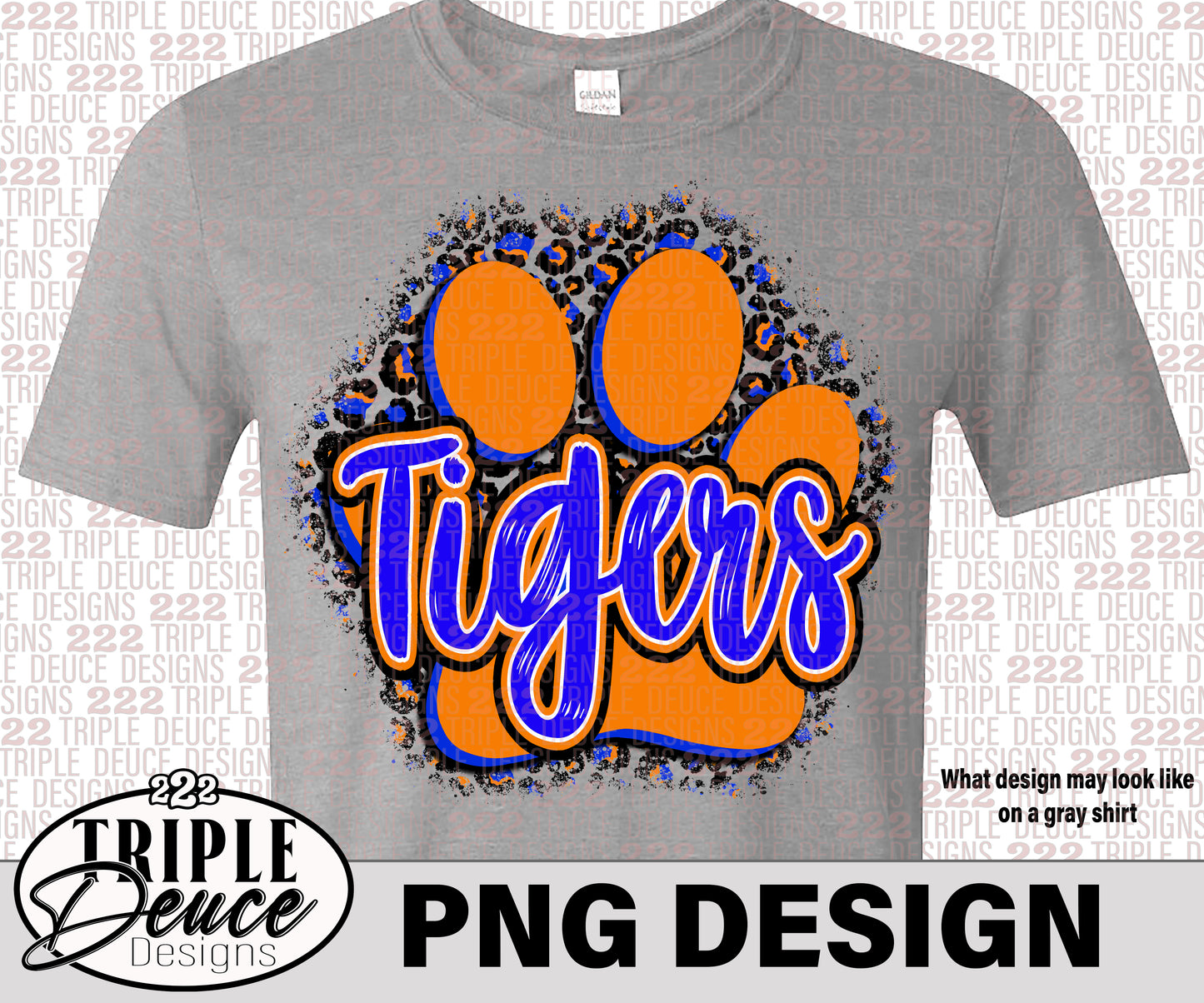 Tigers Pawprint Blue-Orange PNG Design