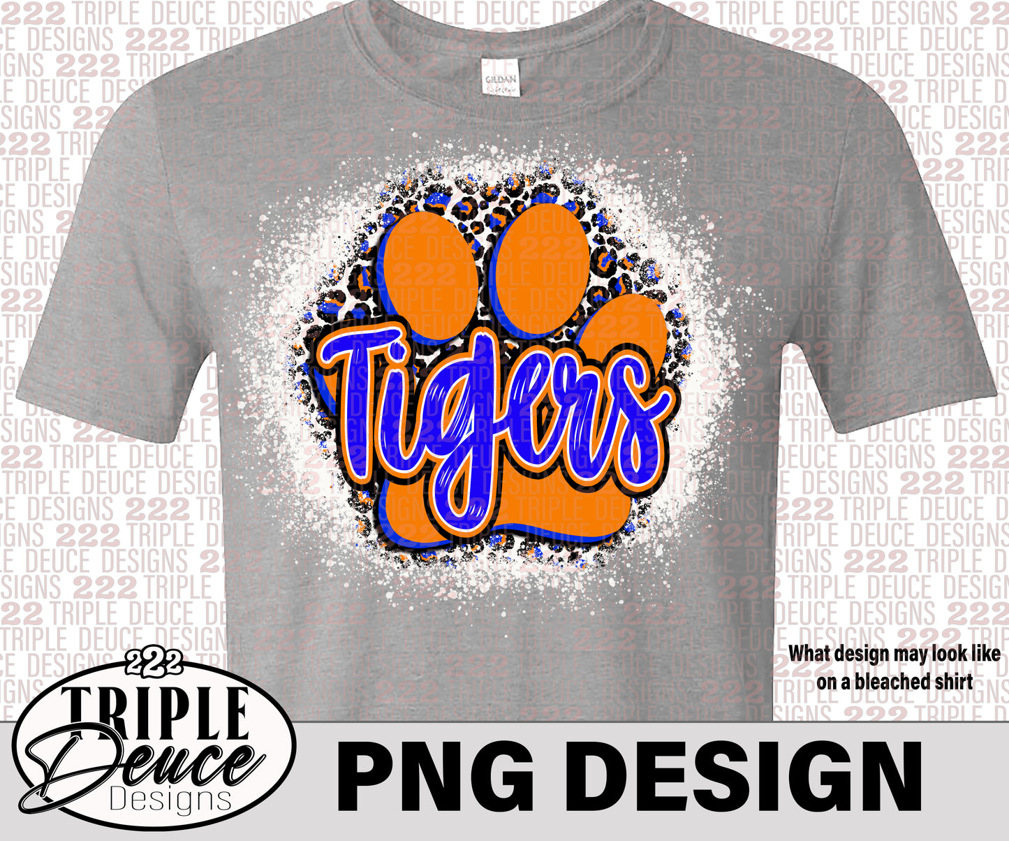 Tigers Pawprint Blue-Orange PNG Design