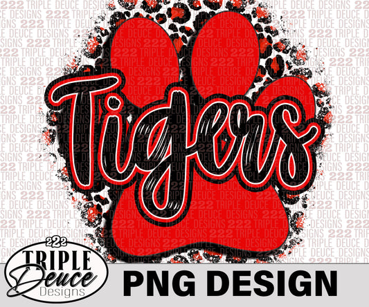 Tigers Pawprint Red-Black PNG Design