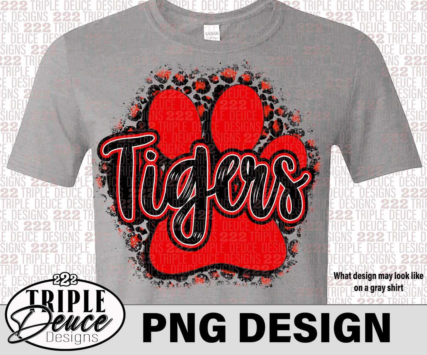 Tigers Pawprint Red-Black PNG Design