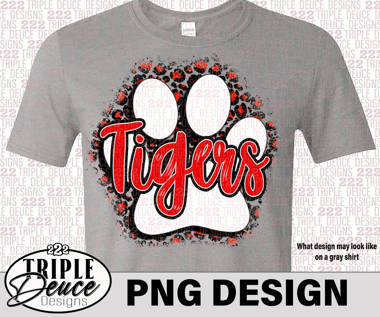 Tigers Pawprint White-Red PNG Design