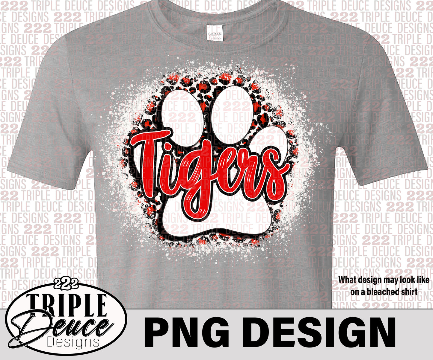 Tigers Pawprint White-Red PNG Design