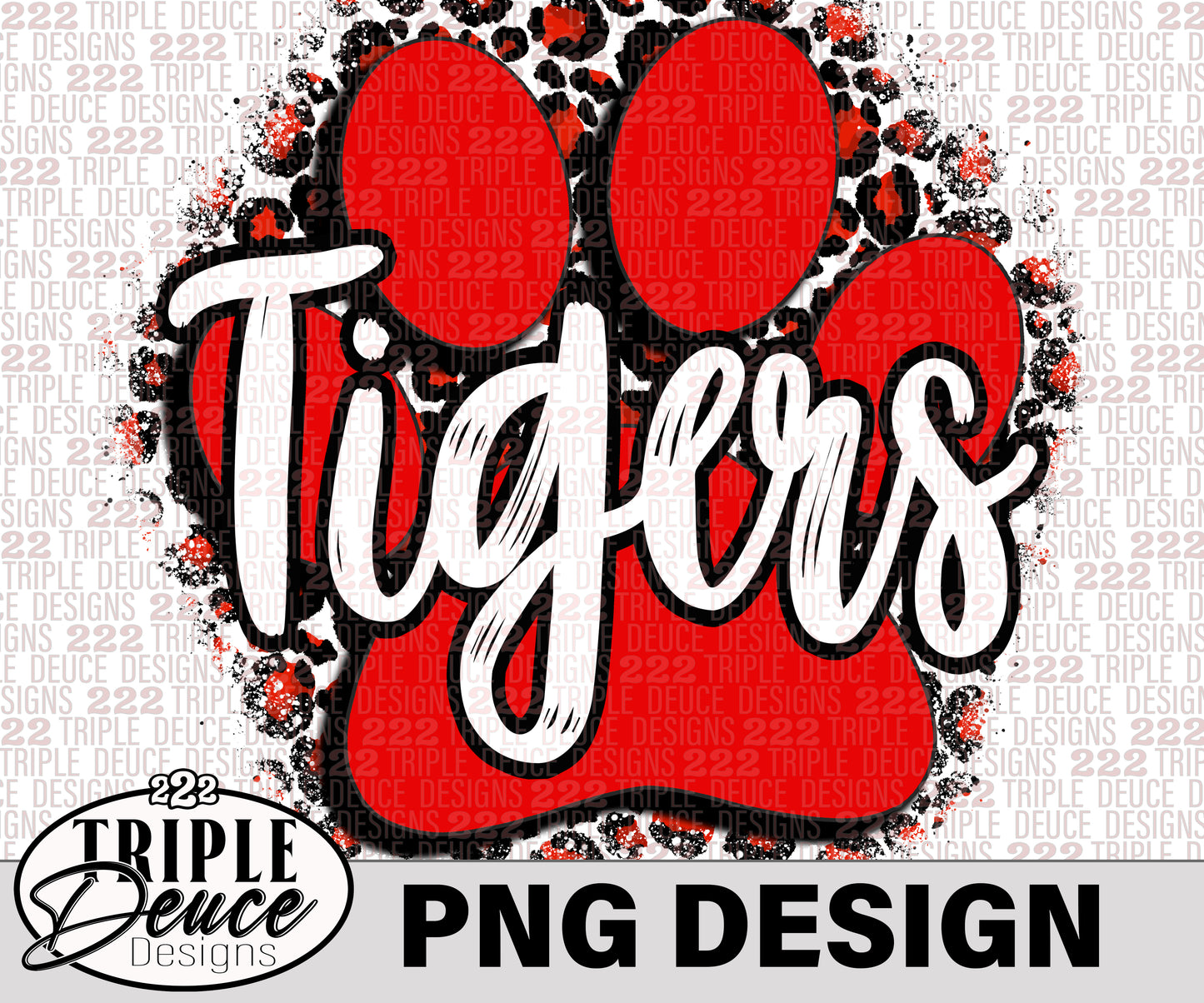 Tigers Pawprint Red-White PNG Design