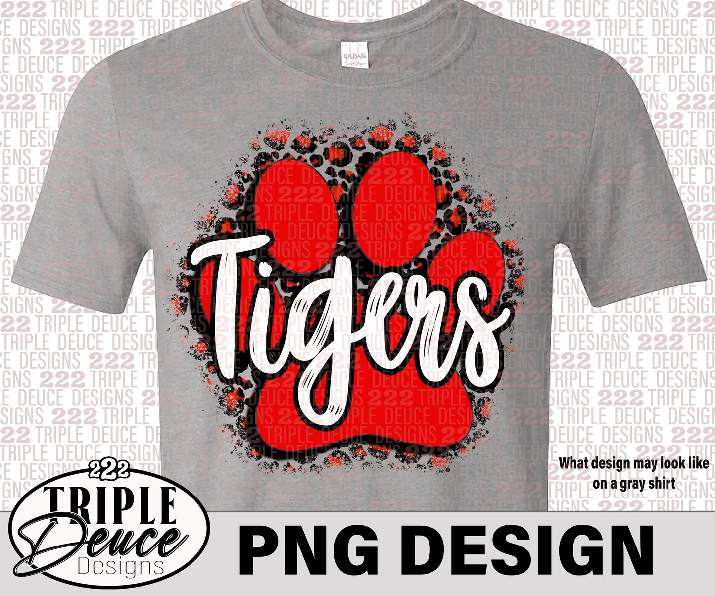 Tigers Pawprint Red-White PNG Design