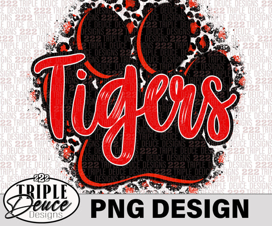 Tigers Pawprint Red PNG Design