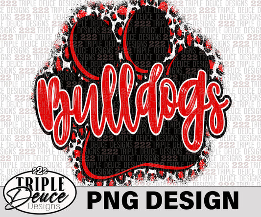 LC Bulldogs Pawprint Red PNG Design