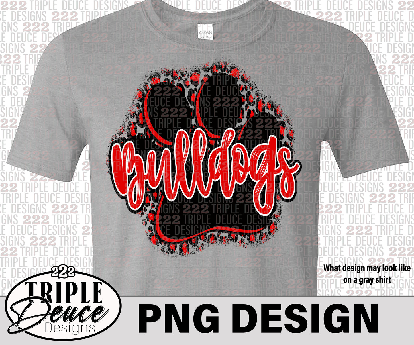 LC Bulldogs Pawprint Red PNG Design