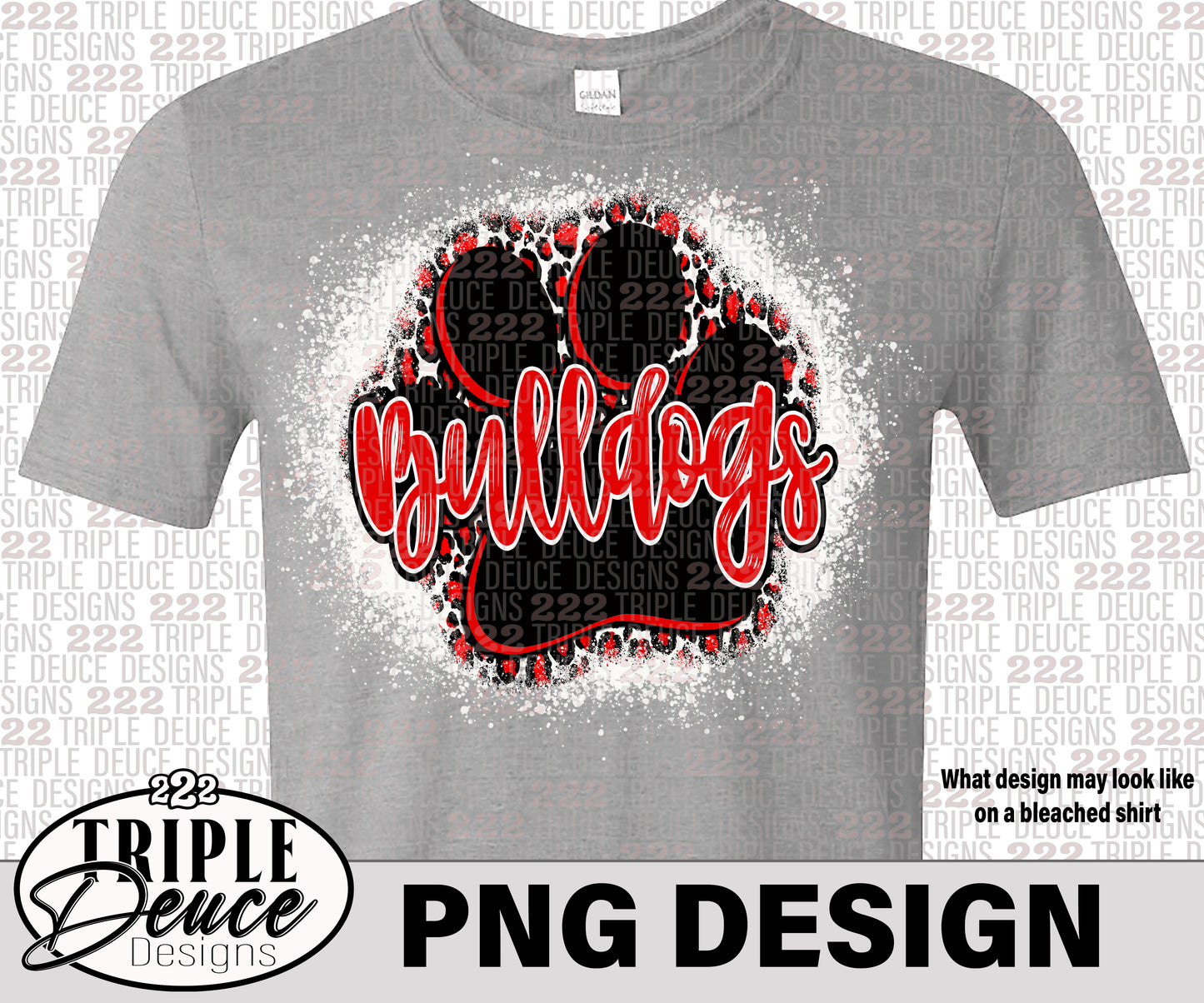 LC Bulldogs Pawprint Red PNG Design